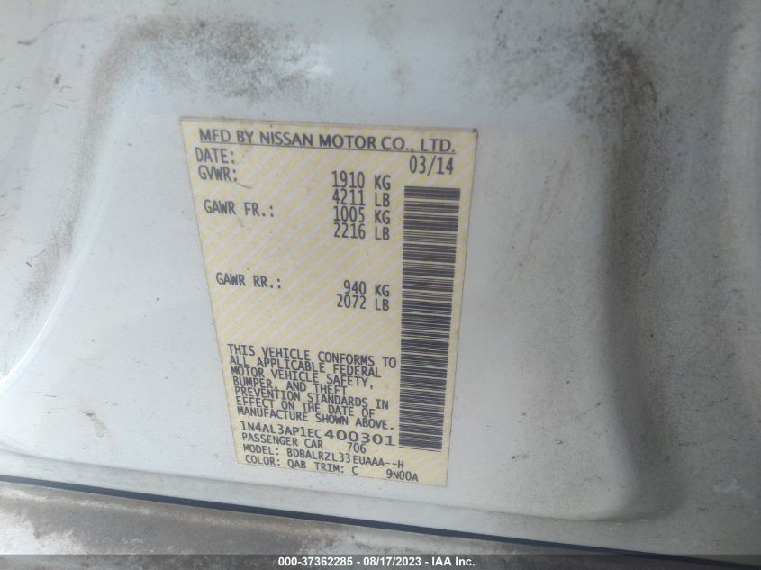 2014 NISSAN ALTIMA 2.5 S - 1N4AL3AP1EC400301