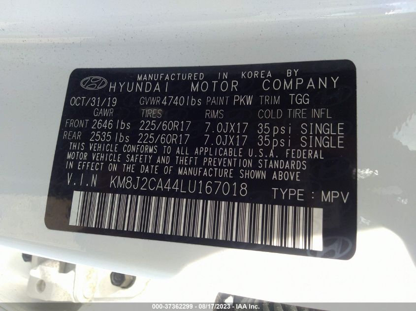 2020 HYUNDAI TUCSON SE - KM8J2CA44LU167018