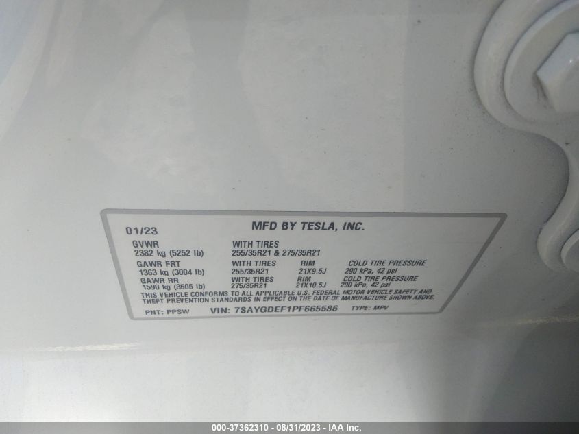 2023 TESLA MODEL Y PERFORMANCE - 7SAYGDEF1PF665586