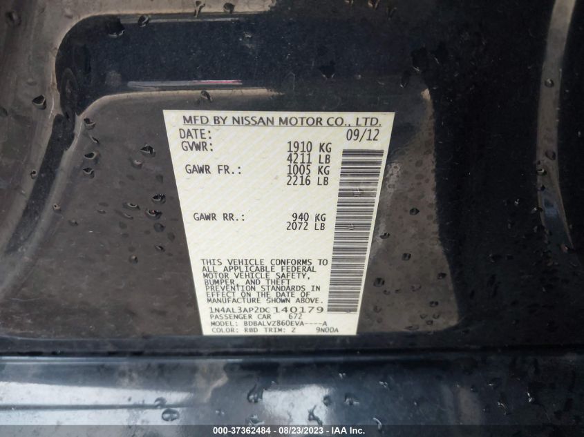 2013 NISSAN ALTIMA 2.5 SL - 1N4AL3AP2DC140179