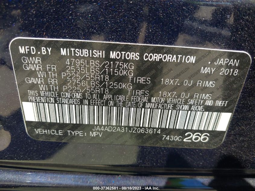 2018 MITSUBISHI OUTLANDER ES - JA4AD2A31JZ063614