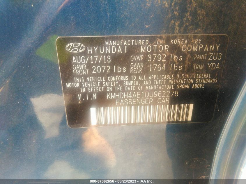 2013 HYUNDAI ELANTRA GLS - KMHDH4AE1DU962278