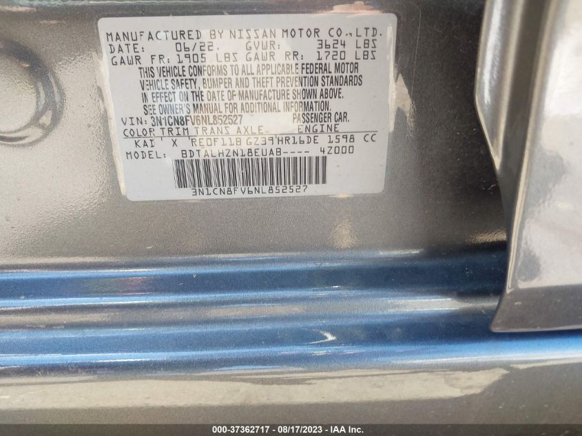 2022 NISSAN VERSA SR - 3N1CN8FV6NL852527