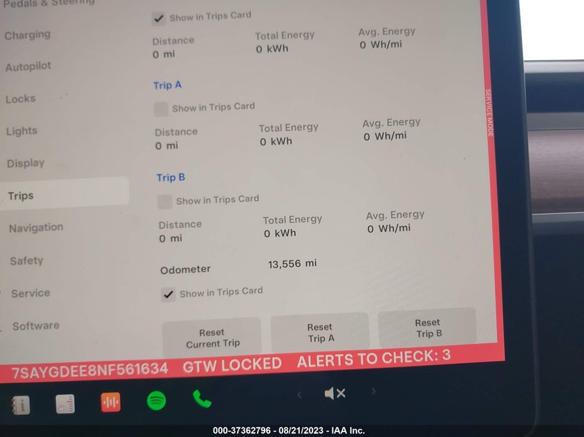 VIN 7SAYGDEE8NF561634 2022 TESLA MODEL Y