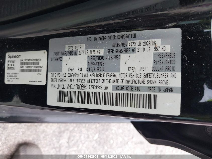 2018 MAZDA MAZDA6 TOURING - JM1GL1VM0J1310684