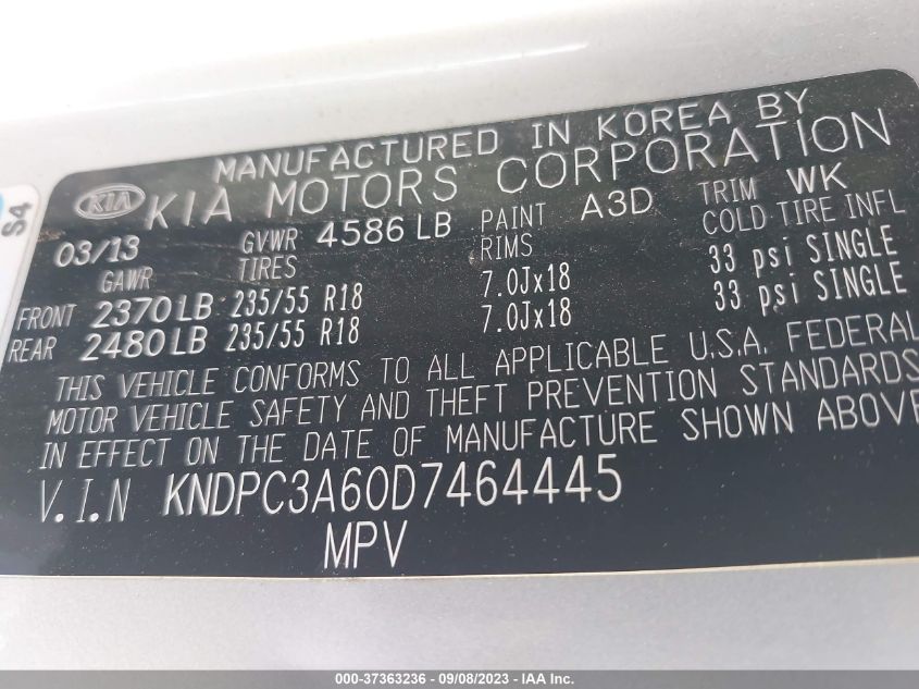 2013 KIA SPORTAGE SX - KNDPC3A60D7464445