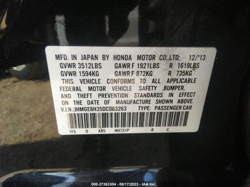 2013 HONDA FIT - JHMGE8H35DC083263