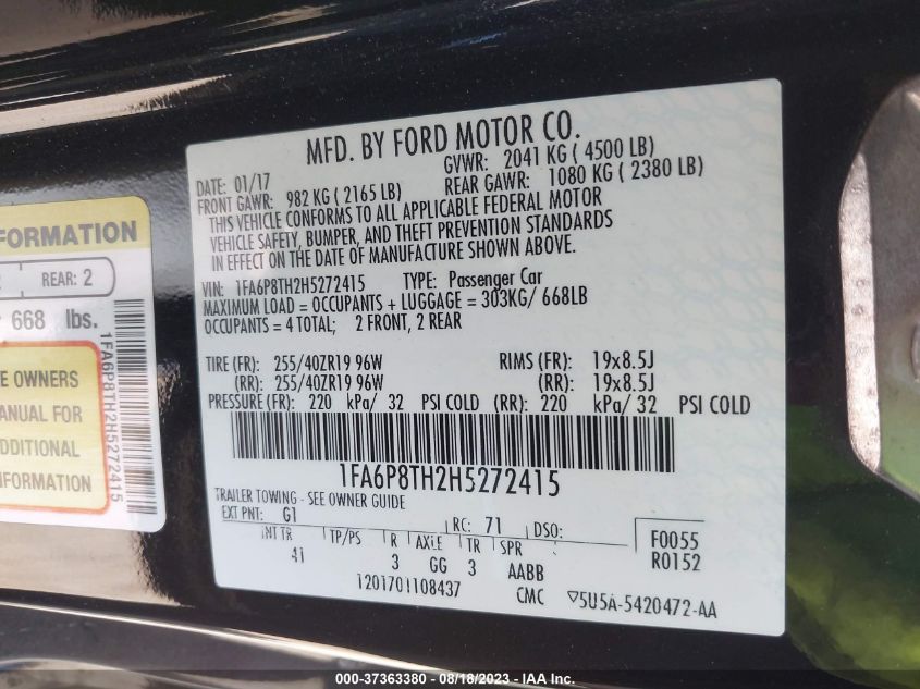 2017 FORD MUSTANG ECOBOOST - 1FA6P8TH2H5272415