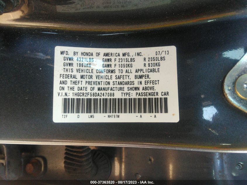 2013 HONDA ACCORD SDN SPORT - 1HGCR2F58DA247088