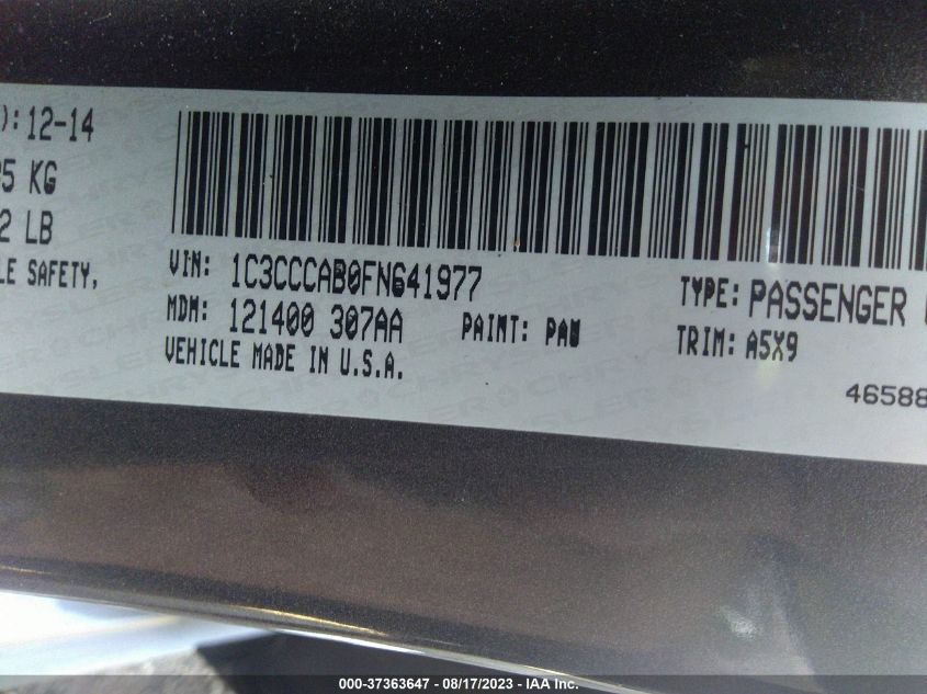 2015 CHRYSLER 200 LIMITED - 1C3CCCAB0FN641977