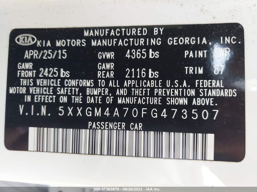 2015 KIA OPTIMA LX - 5XXGM4A70FG473507