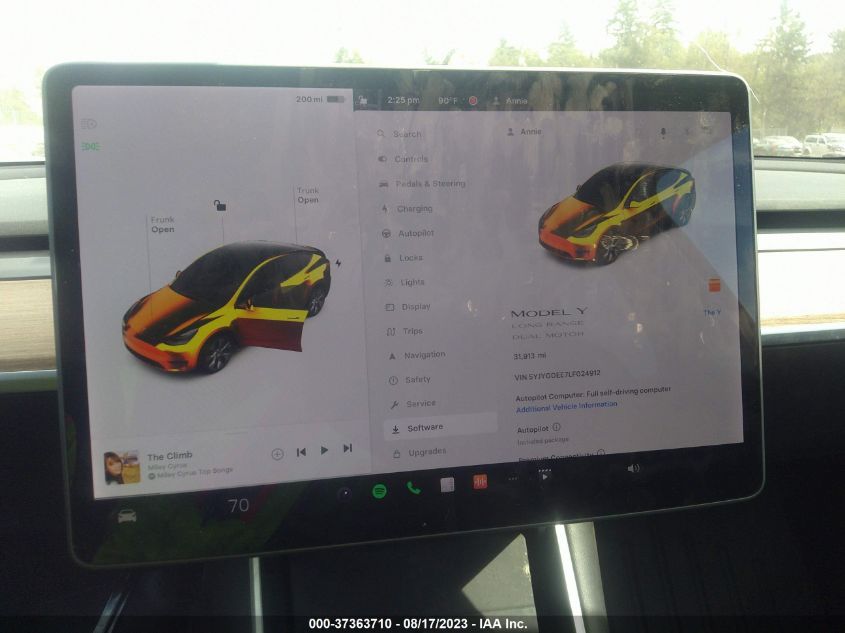 2020 TESLA MODEL Y LONG RANGE - 5YJYGDEE7LF024912