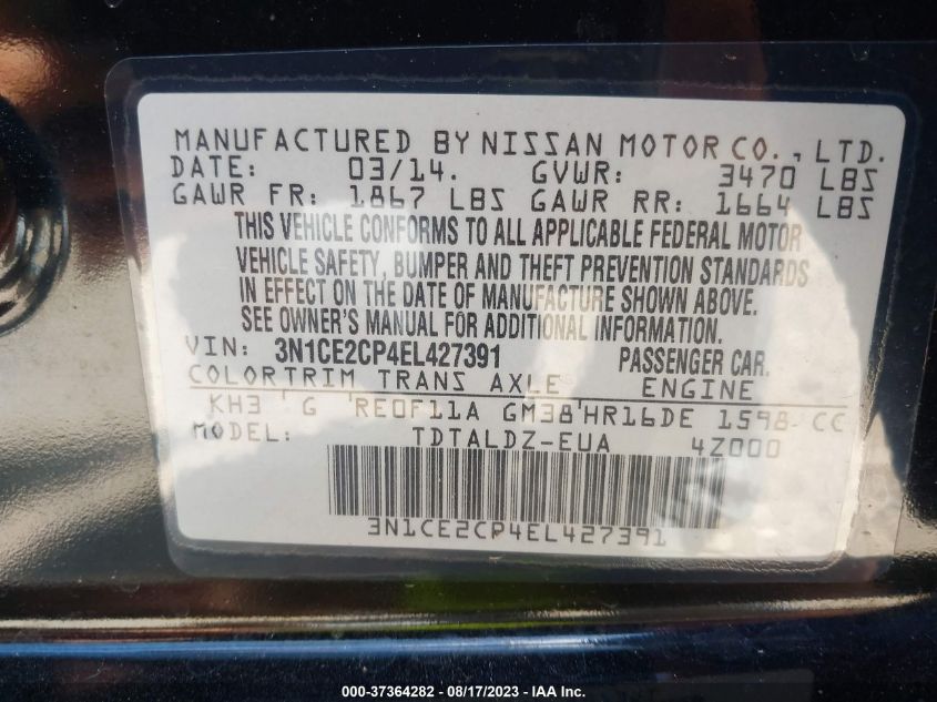 2014 NISSAN VERSA NOTE SV - 3N1CE2CP4EL427391