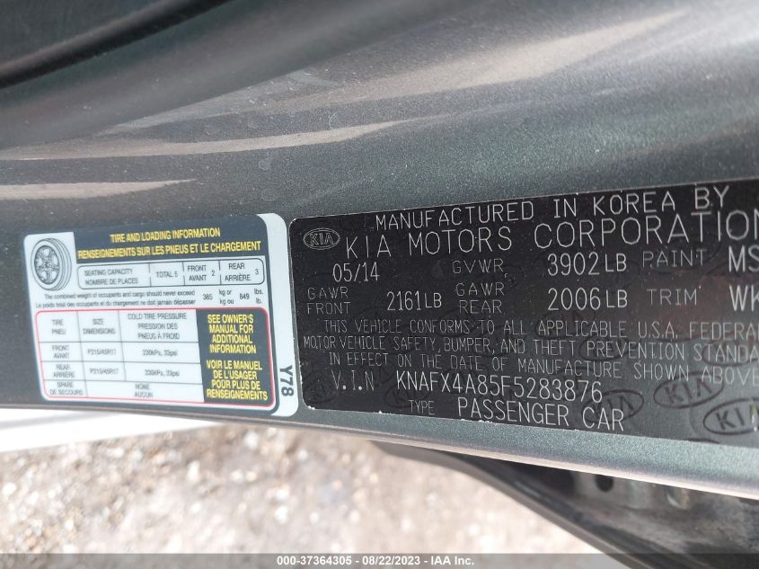 2015 KIA FORTE EX - KNAFX4A85F5283876