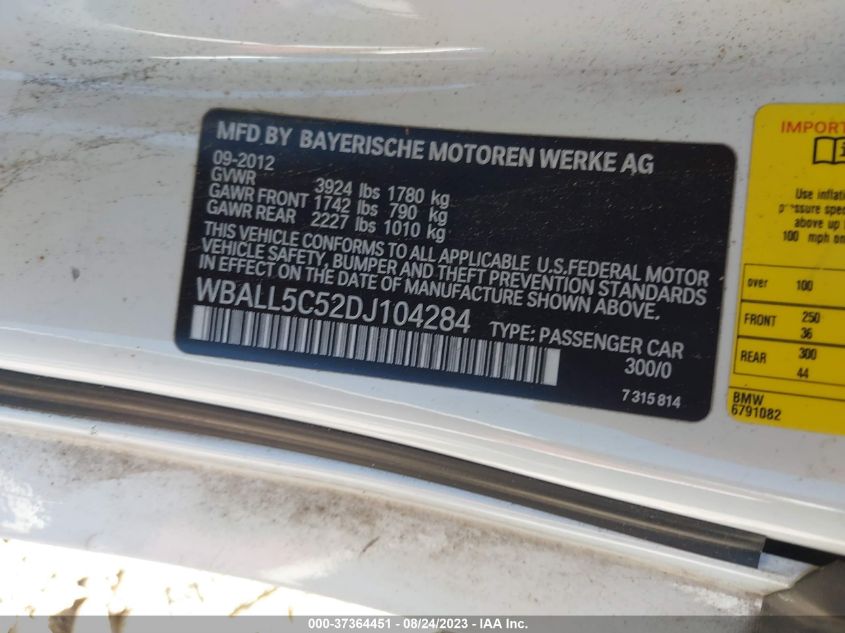2013 BMW Z4 SDRIVE28I WBALL5C52DJ104284