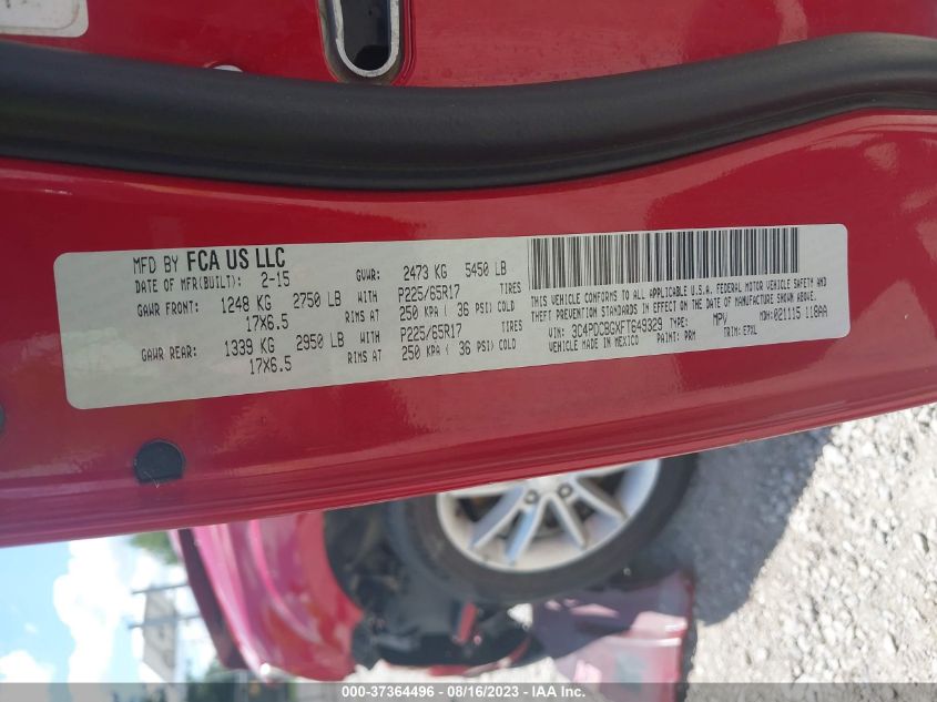 2015 DODGE JOURNEY SXT - 3C4PDCBGXFT649329