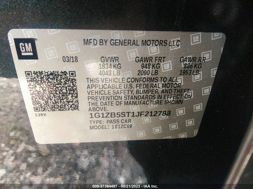 2018 CHEVROLET MALIBU LS - 1G1ZB5ST1JF212788