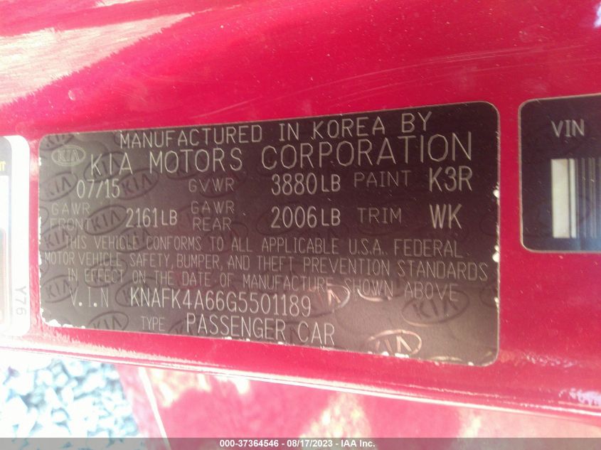2016 KIA FORTE LX - KNAFK4A66G5501189
