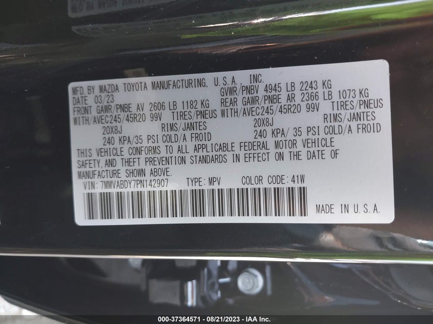 VIN 7MMVABDY7PN142907 2023 MAZDA CX-50 2.5 TURBO PREMIUM PACKAGE