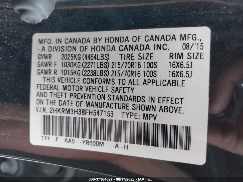 2015 HONDA CR-V LX - 2HKRM3H38FH547153