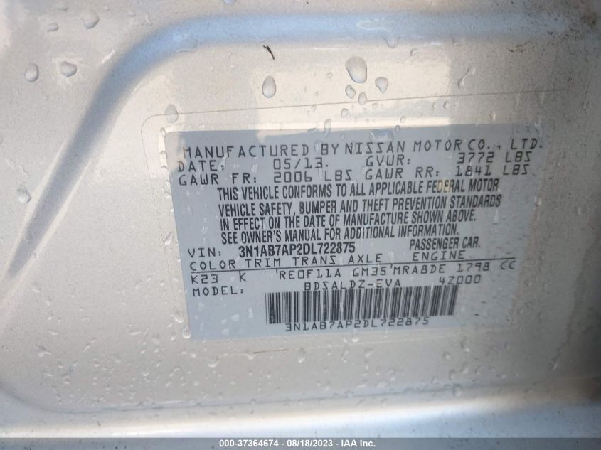 2013 NISSAN SENTRA SV - 3N1AB7AP2DL722875