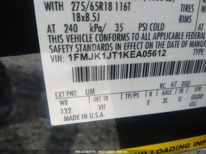 2019 FORD EXPEDITION MAX XLT - 1FMJK1JT1KEA05612