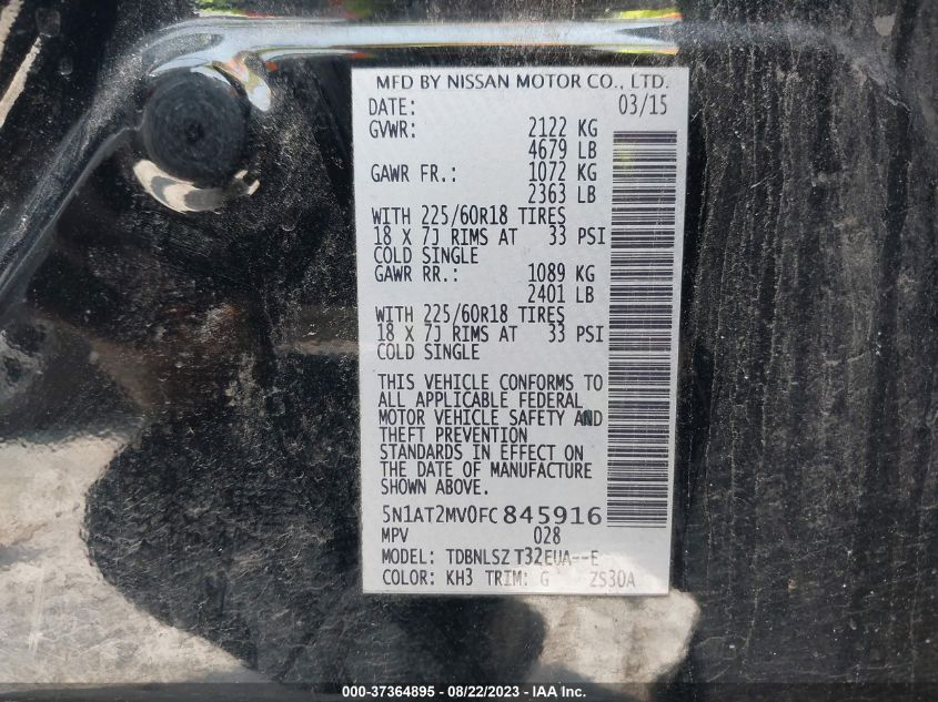 2015 NISSAN ROGUE SL - 5N1AT2MV0FC845916