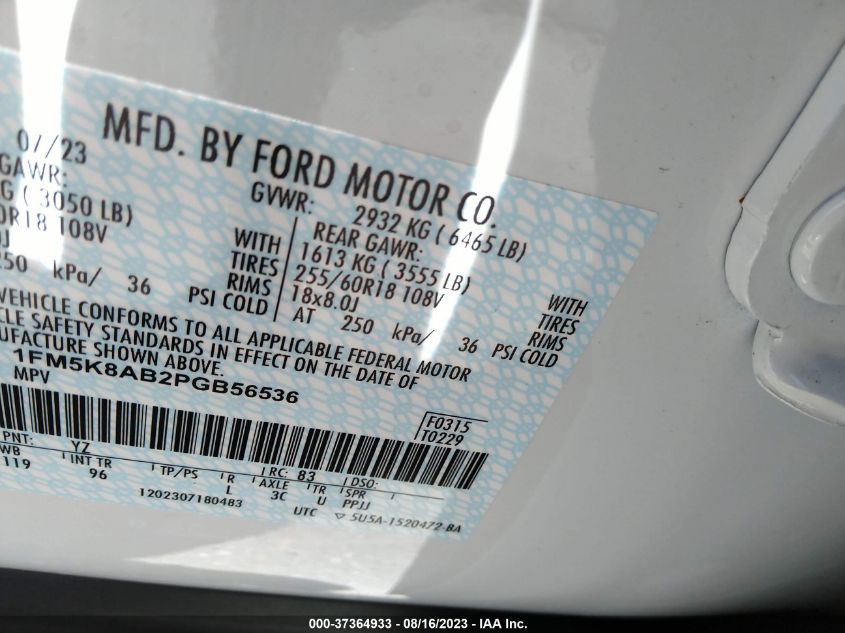 2023 FORD POLICE INTERCEPTOR - 1FM5K8AB2PGB56536