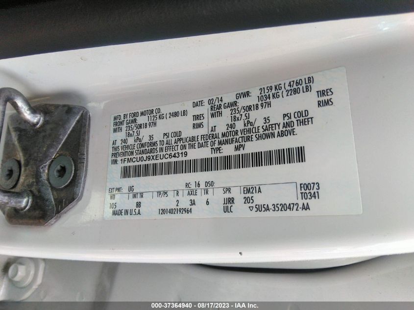 2014 FORD ESCAPE TITANIUM - 1FMCU0J9XEUC64319