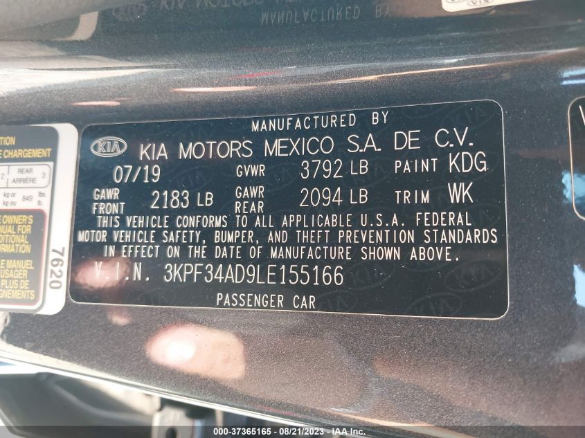 2020 KIA FORTE GT LINE/S - 3KPF34AD9LE155166