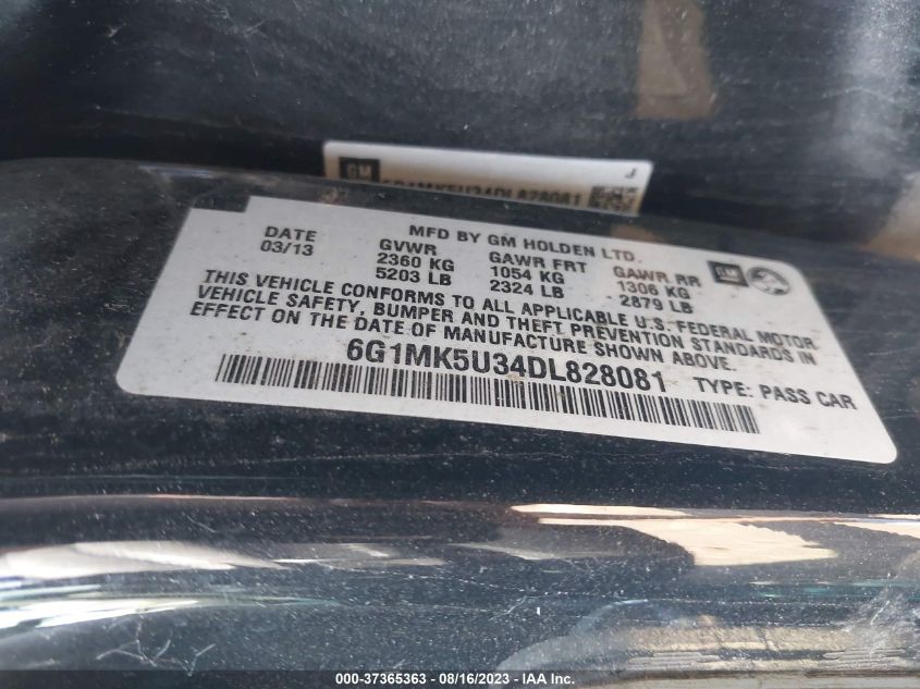 2013 CHEVROLET CAPRICE POLICE PATROL POLICE 6G1MK5U34DL828081