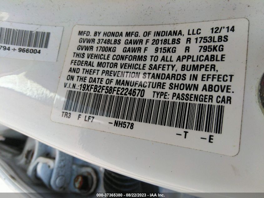 2015 HONDA CIVIC SEDAN LX - 19XFB2F58FE224670