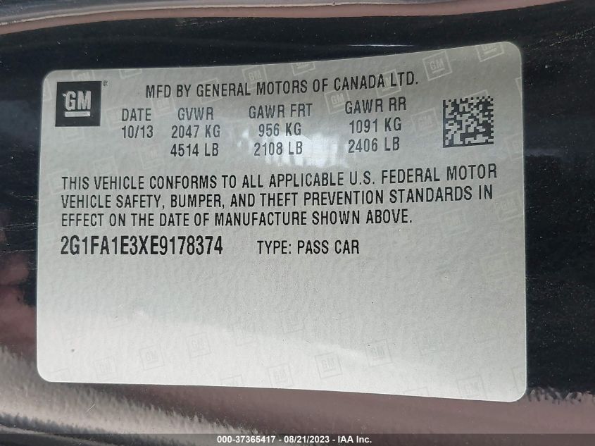 2014 CHEVROLET CAMARO LS - 2G1FA1E3XE9178374