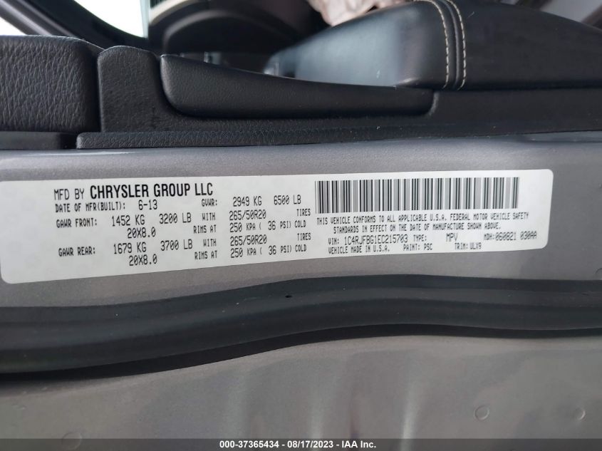 2014 JEEP GRAND CHEROKEE LIMITED - 1C4RJFBG1EC215703