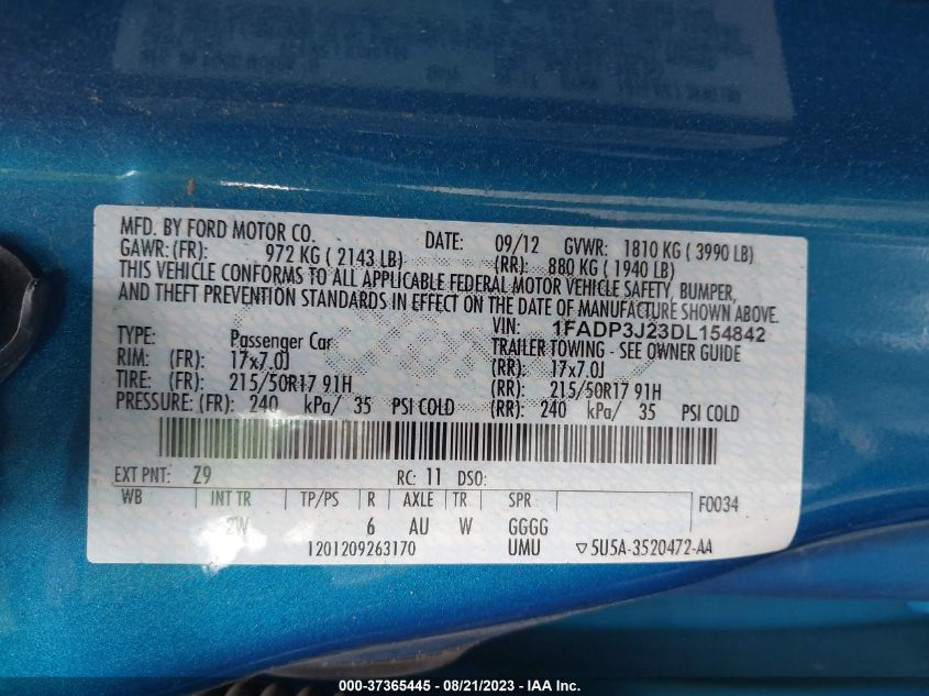 2013 FORD FOCUS TITANIUM - 1FADP3J23DL154842