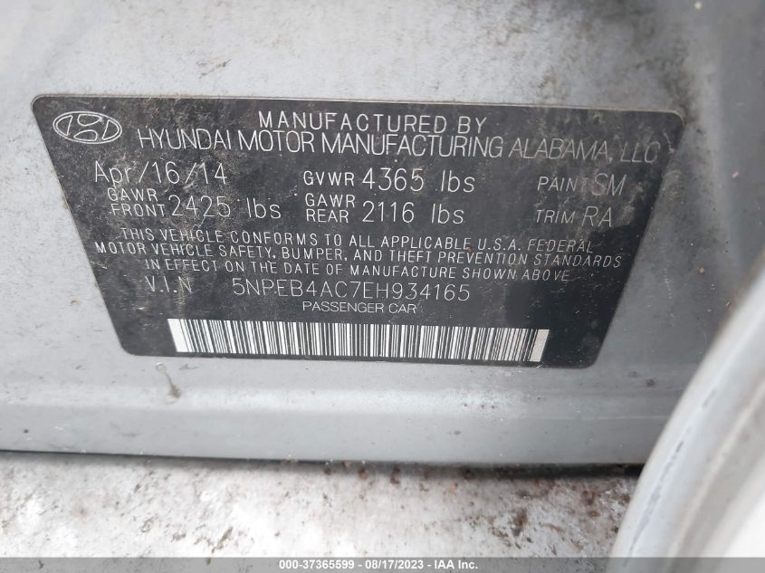 2014 HYUNDAI SONATA GLS - 5NPEB4AC7EH934165