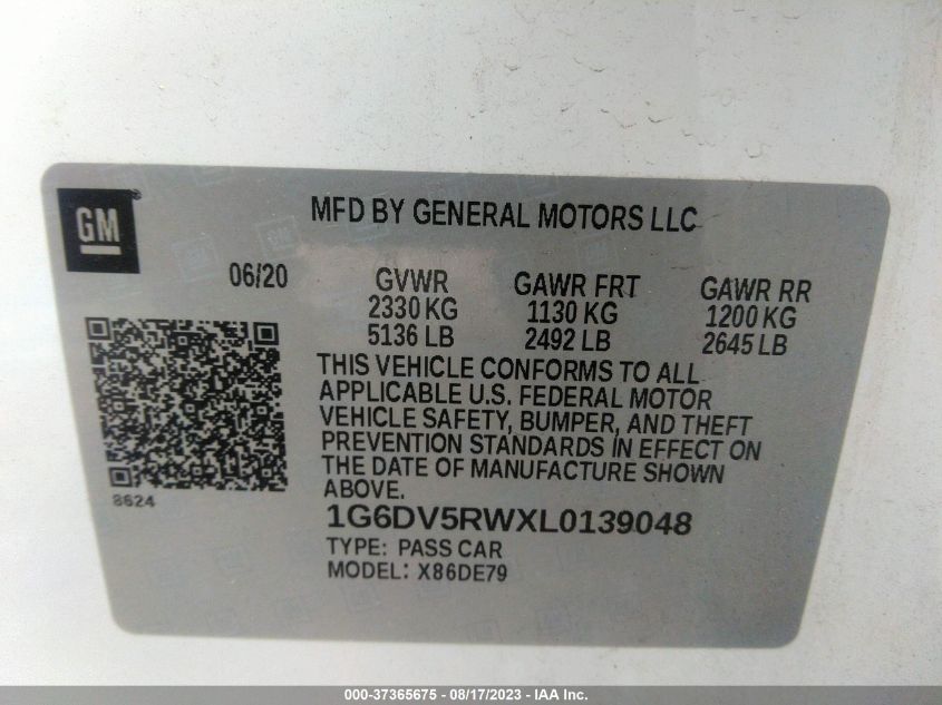 2020 CADILLAC CT5 V-SERIES - 1G6DV5RWXL0139048