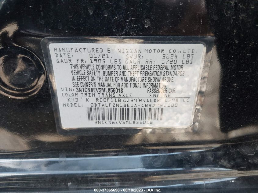 2021 NISSAN VERSA SV - 3N1CN8EV5ML856018