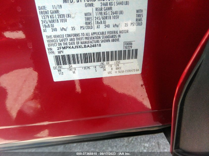 2020 FORD EDGE SEL/ST LINE - 2FMPK4J9XLBA24818
