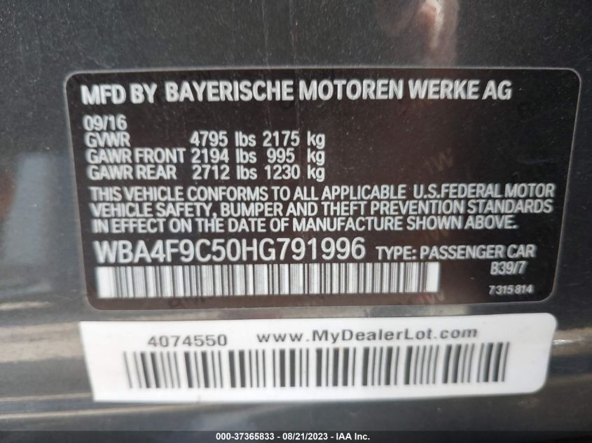 2017 BMW 4 SERIES 430I XDRIVE - WBA4F9C50HG791996