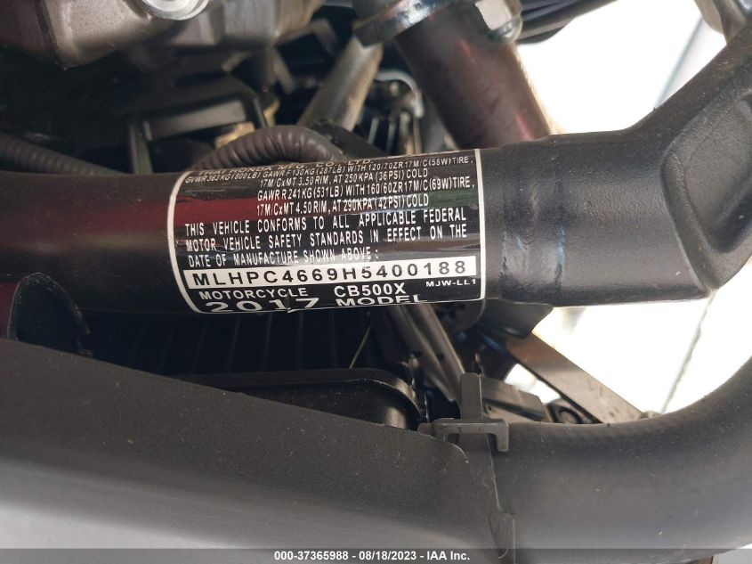 2017 HONDA CB500 X MLHPC4669H5400188