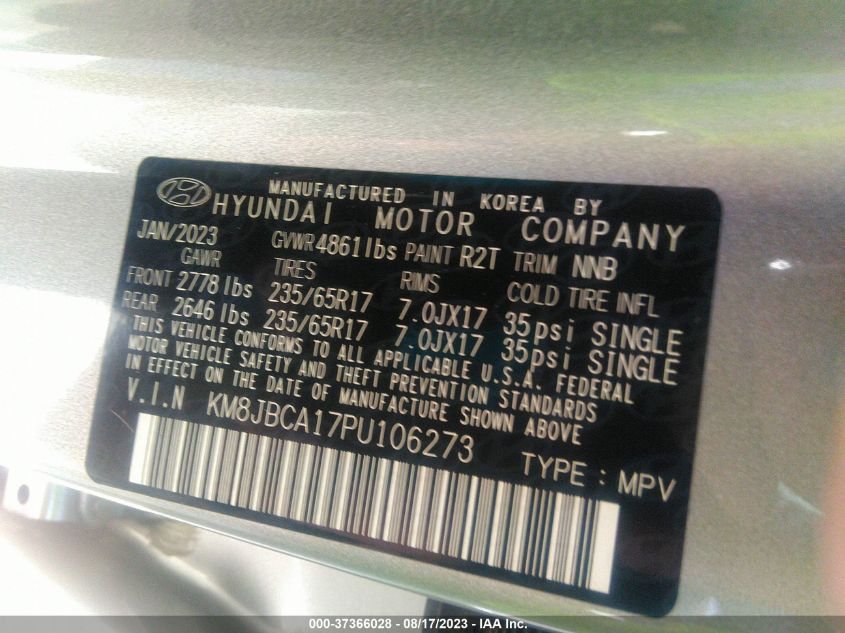 2023 HYUNDAI TUCSON HYBRID BLUE KM8JBCA17PU106273