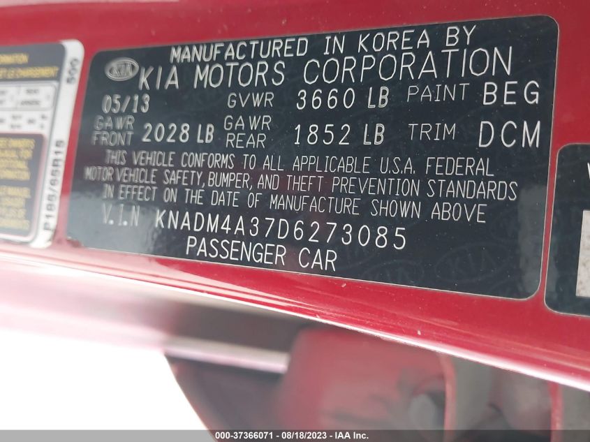 2013 KIA RIO LX - KNADM4A37D6273085