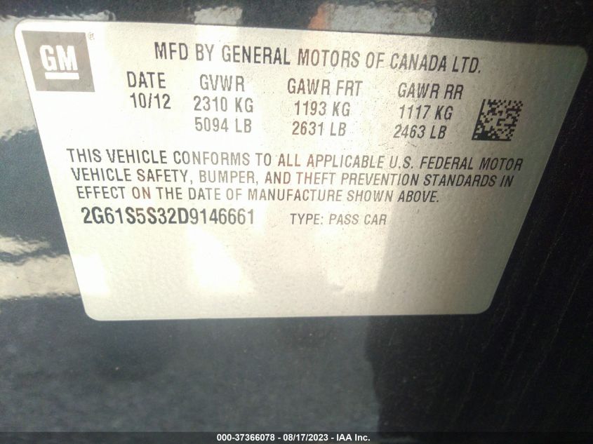 2013 CADILLAC XTS PREMIUM - 2G61S5S32D9146661