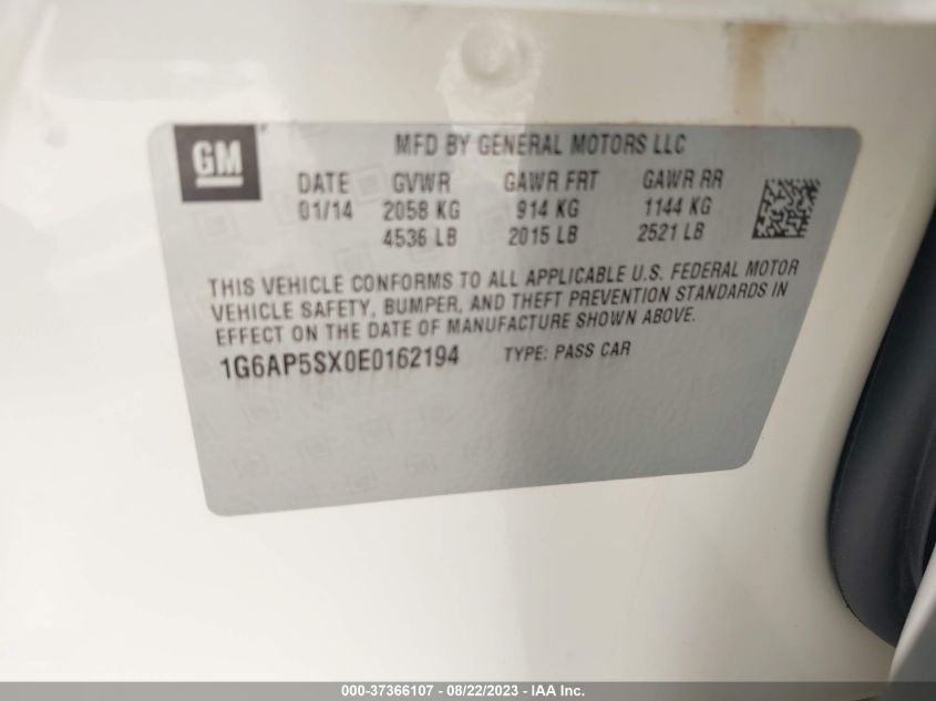 2014 CADILLAC CTS SEDAN RWD - 1G6AP5SX0E0162194