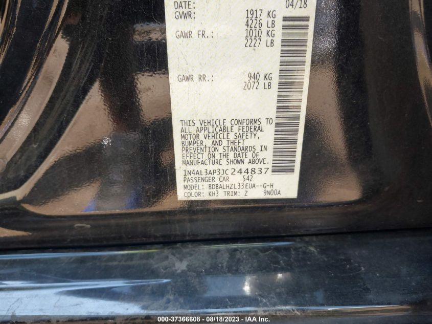 2018 NISSAN ALTIMA 2.5 SR - 1N4AL3AP3JC244837