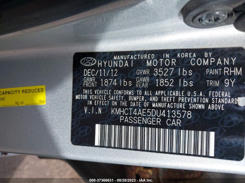 2013 HYUNDAI ACCENT GLS - KMHCT4AE5DU413578