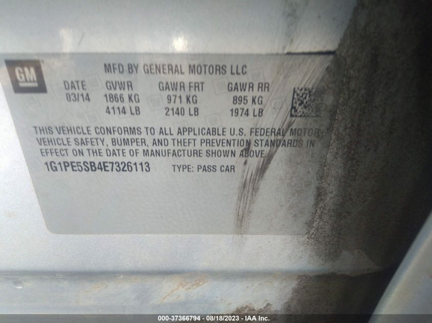 2014 CHEVROLET CRUZE 2LT - 1G1PE5SB4E7326113