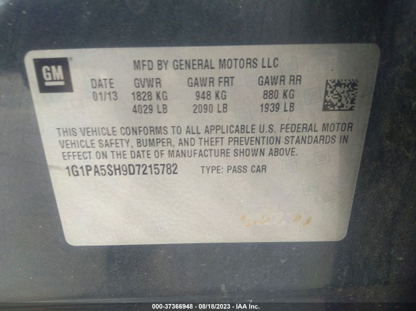 2013 CHEVROLET CRUZE LS - 1G1PA5SH9D7215782