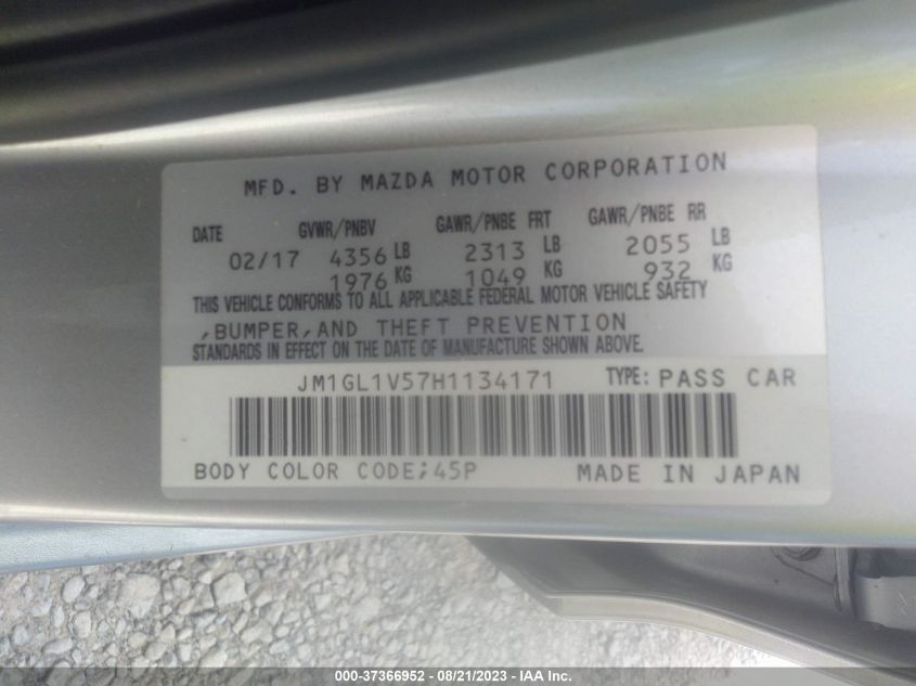 2017 MAZDA MAZDA6 TOURING - JM1GL1V57H1134171